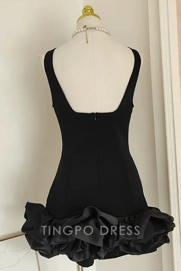 TingPo Wholesale Elegant Sheath ScoopNeck Straps Sleeveless Backless Back Zipper Ruched Mini Homecoming Dress Short Evening Dress Birthday Party Dress formal wear dresses